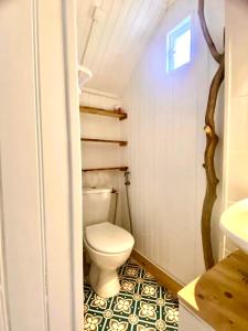 a bathroom with a toilet and a sink at ma calanque in Le Rove