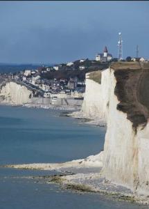 een groep witte kliffen naast het water bij villa stella in Ault +9 foto's