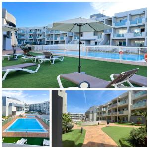 a collage of two pictures of a apartment complex at Paradise Palms I Deluxe, incl. Welcome Package in Corralejo