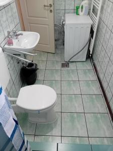 ein Badezimmer mit Toilette und Waschbecken in der Unterkunft Grande in Mediaş