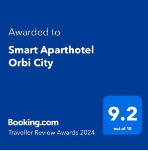 Sertifikatas, apdovanojimas, ženklas ar kitas apgyvendinimo įstaigoje Smart Aparthotel Orbi City matomas dokumentas
