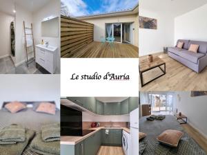 a collage of photos of a house at Studio Terrasse wifi parking à 50m du Tram B in Pessac