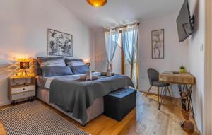 a bedroom with a bed and a table and a desk at Gorgeous Home In Vodnjan With Wifi in Vodnjan