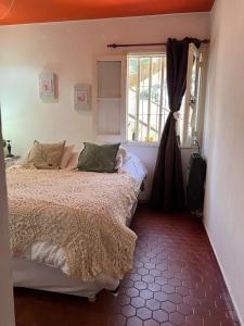 卡洛斯帕斯的住宿－lahabanadepartamento，一间卧室设有一张床和一个窗口