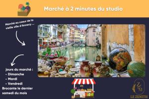 a picture of a painting of a city street at Le zénith vieille ville d'Annecy in Annecy