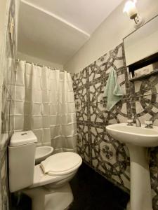 ein Badezimmer mit Toilette und Waschbecken in der Unterkunft New Loft cerca de la Virgen del cerro in Salta