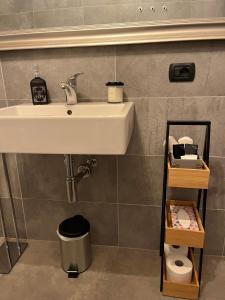 a bathroom with a sink and a shelf under it at Interno 12 Sweet Home in Verona