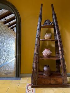 a shelf in a room with vases on it at Hotel 1915 INN & SUITES in Alajuela City