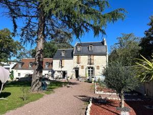 uma grande casa branca com um telhado preto em Manoir Drissia - Tours Centre, France em Saint-Avertin