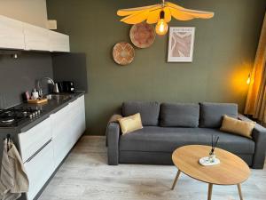 - un salon avec un canapé et une table dans l'établissement High Street Apartments, à Zandvoort