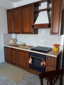 cocina con fogones y fregadero en RESIDENCE EDELWEISS en Spogna