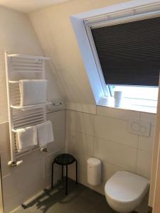 un piccolo bagno con servizi igienici e finestra di Gasthaus Hotel Löffelschmiede a Hinterzarten