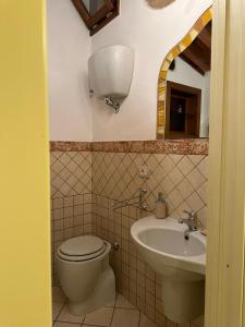 a bathroom with a toilet and a sink at Il Nido di Fede e Romy in Castelnuovo Berardenga