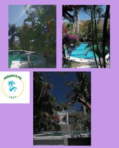 un collage de fotos de un complejo con piscina en Quinta Santa Martha, en Cuernavaca