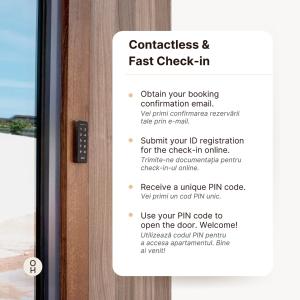 a sign on a door that says fast check in at Maison Bucarest Apartments by Olala Homes in Bucharest