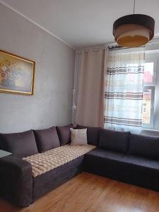 uma sala de estar com um sofá e uma janela em Magnolia1 em Toruń