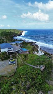 an aerial view of a house next to the ocean at Trogon's Perch in San Isidro