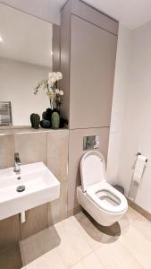 a bathroom with a toilet and a sink at Luxury One Bedroom Apartment in the City Centre in Edinburgh