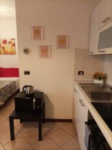 una piccola cucina con lavandino e piano di lavoro di Casa Angela Parma a Parma