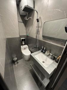 a small bathroom with a sink and a toilet at Halidao Homestay in Hai Phong +23 photos