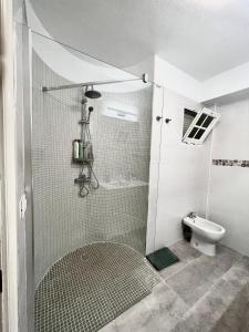 een badkamer met een douche en een toilet bij Sunset View Balcon del Atlantico fase IV in Torviscas in Adeje