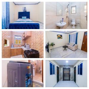 un collage de quatre photos d'une pièce dans l'établissement Apartment in Mombasa, à Mombasa