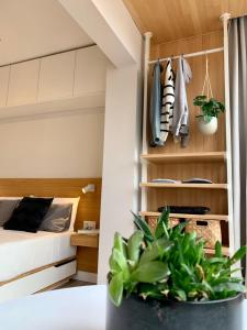 Ένα ή περισσότερα κρεβάτια σε δωμάτιο στο Estudio en playa La Malagueta