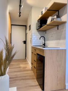 Η κουζίνα ή μικρή κουζίνα στο Estudio en playa La Malagueta