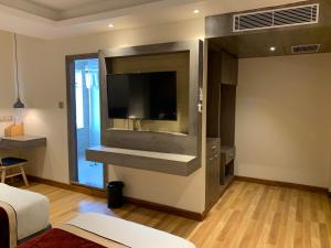 TV a/nebo společenská místnost v ubytování Hotel Flower