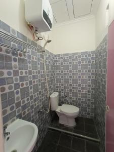 Tarutung的住宿－Pink's Guesthouse，一间带卫生间和水槽的浴室