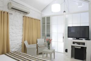 The Tamarind Hotel - A Boutique Heritage Stay, Anjuna - Goa的电视和/或娱乐中心