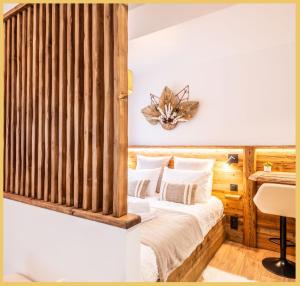 A bed or beds in a room at Appartement Montagne Cluses