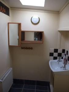 a bathroom with a sink and a mirror at Sailing Barge Reminder in Maldon