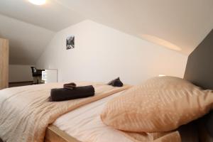 - une chambre avec un lit et 2 oreillers dans l'établissement Cityhit Treasure Home 1020, à Vienne