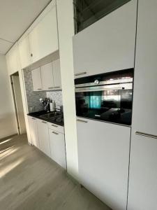 Kuchyň nebo kuchyňský kout v ubytování Quiet Lake Apartment