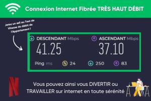 una captura de pantalla de una fibra de internet de televisión golpea el déficit del centro en L'Atelier 57 - Votre meublé authentique !, en Arbois