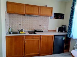 Kuchyňa alebo kuchynka v ubytovaní ApartamentyPrzyMorzu Wschód Słońca Olymp z basenem