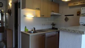 eine Küche mit einer Spüle und einer Arbeitsplatte in der Unterkunft Résidence Eugenie - 2 Pièces pour 4 Personnes 964 in Guchen