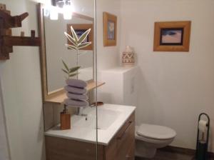 a bathroom with a sink and a toilet and a mirror at 33 Bis in La Rochelle