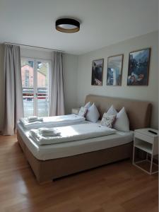 エンゲルベルクにあるSuperior Apartmentのベッドルーム(大型ベッド1台、窓付)