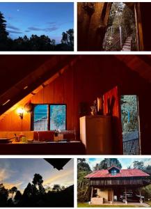 een collage van drie foto's van een huis bij Cabaña Palo Alto in Barva