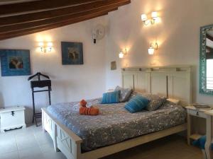 康塞普西翁新鎮的住宿－Finca amorosa，一间卧室,床上有泰迪熊