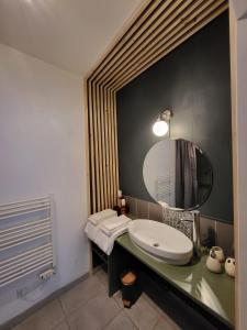 un baño con lavabo y espejo en La GARE de Lamalou, en Lamalou-les-Bains