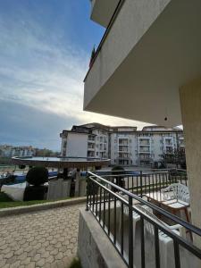 a balcony with a view of a building at “Sunny Beach Hills” Apartment B2.8 in Sunny Beach