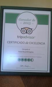Hotel Rural El Espino tanúsítványa, márkajelzése vagy díja