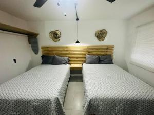 een kamer met 2 bedden in een kamer bij trebol R in Huasca de Ocampo
