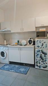 uma cozinha com um lavatório e uma máquina de lavar roupa em PEACE em Marselha