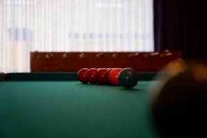 a group of eight pool balls on a pool table at Vakantiewoning Buitenrijk in Tongeren