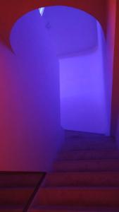 Cette chambre sombre dispose d'une porte et d'un escalier. dans l'établissement Spa Chaac, à Puerto Vallarta