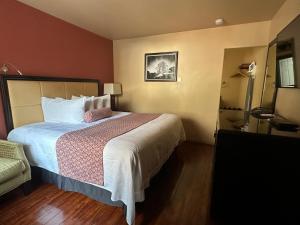ein Hotelzimmer mit einem großen Bett in einem Zimmer in der Unterkunft Matterhorn Inn Ouray in Ouray